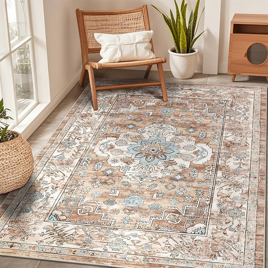 Enyhom Large Vintage Area Rug, 120 x 180 cm Machine Washable Rugs