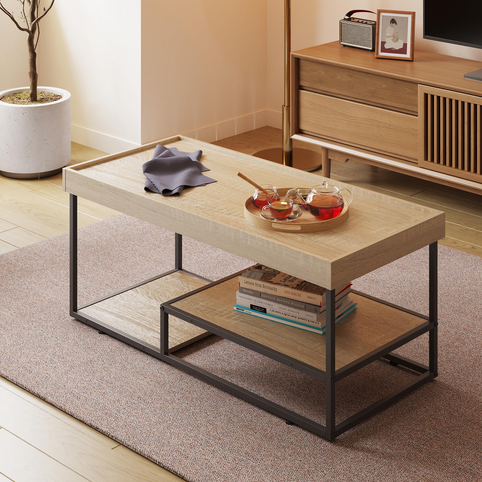 Amazon.co.jp: WLIVE ローテーブル リビング おしゃれ センター