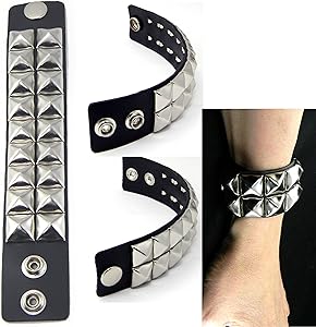 Amazon | スタッズ ブレスレット リストバンド本革 鋲 ブレス二連