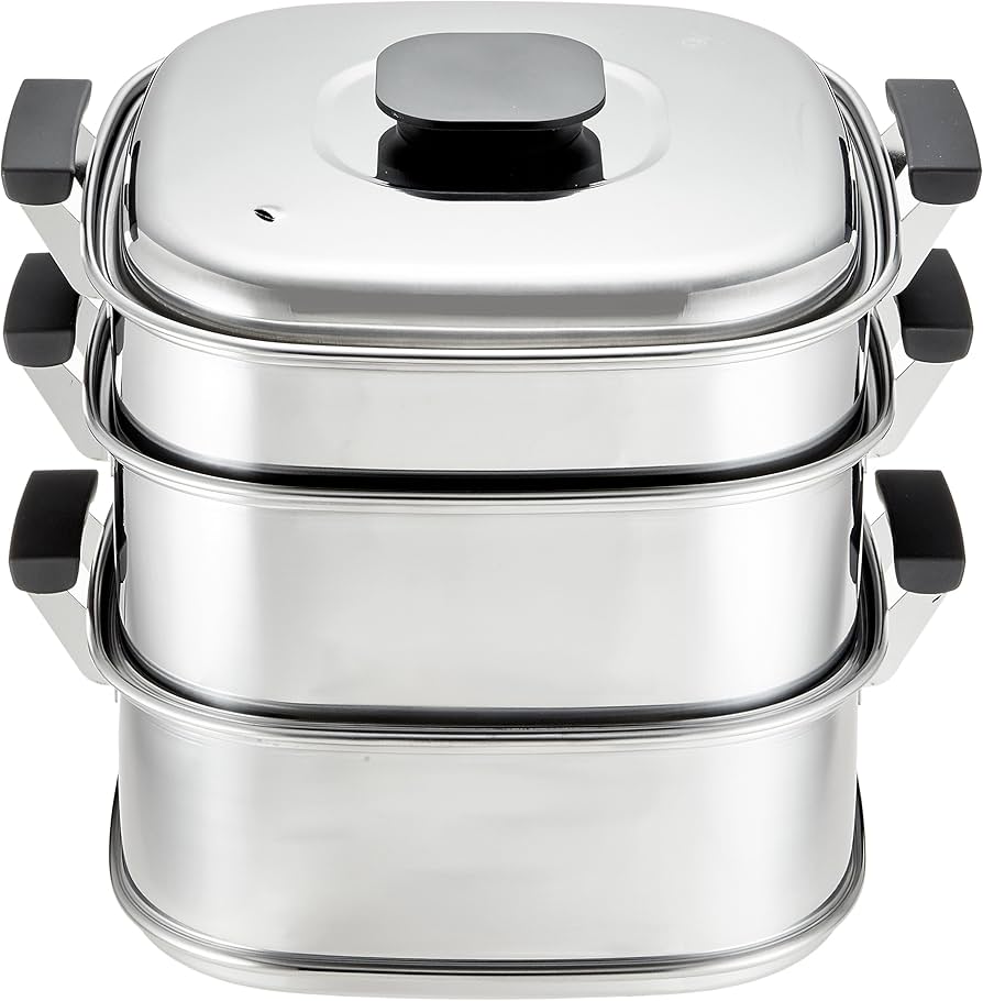 Amazon｜神子島製作所 桃印 角型蒸器 29cm3段 18-0ステンレス 日本