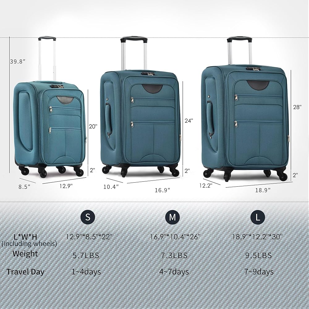 Amazon.com: Merax Luggage Set, Softside Suitcase 3 Piece