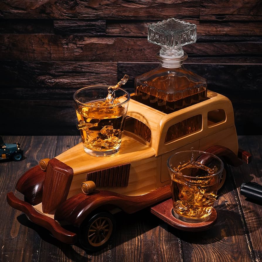 Amazon.com | Vintage Car Decanter Set, Large Bar Centerpiece