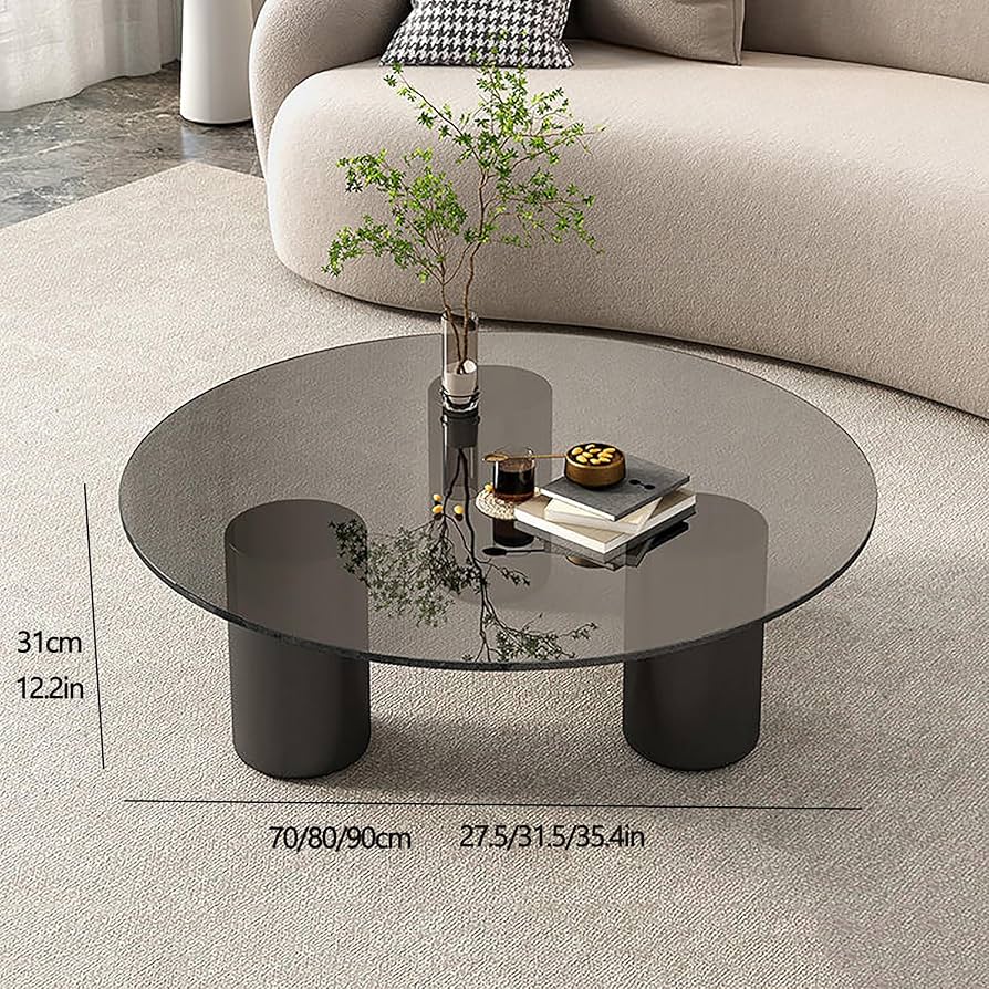 Amazon.co.jp: ガラステーブル センターテーブル 丸 コーヒーテーブル