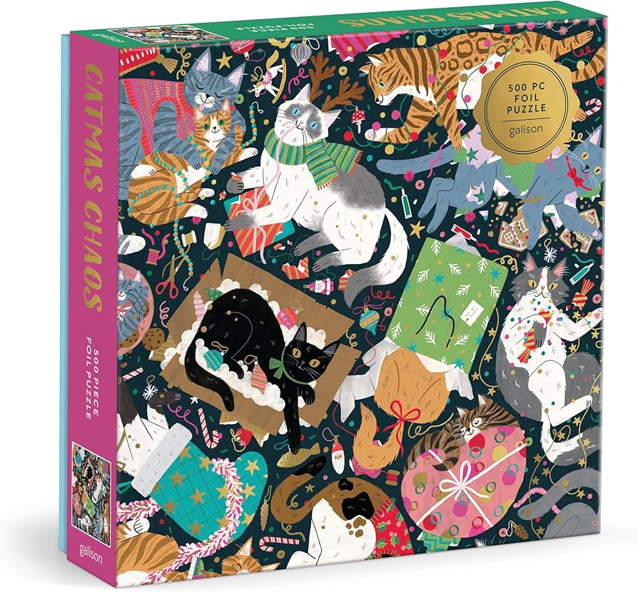 Amazon.com: Galison Catmas Chaos – 500 Piece Foil Jigsaw Puzzle