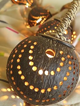 Amazon.co.jp : Thai Natural Goods 木製吊り下げランプ ココナッツ