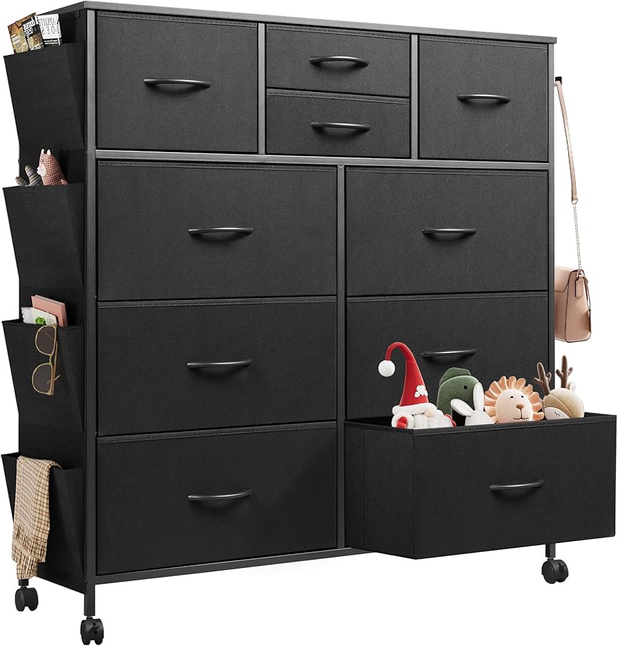 Amazon｜WLIVE チェスト タンス キャスター付き サイドポケット付き 4