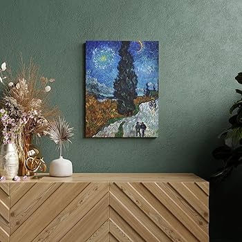 Amazon.co.jp: アートパネル ゴッホ 糸杉と星の見える道 複製 世界の