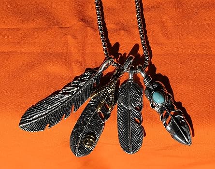 Amazon | フェザーネックレス・ペンダント ターコイズ 鷹の爪ゴールド