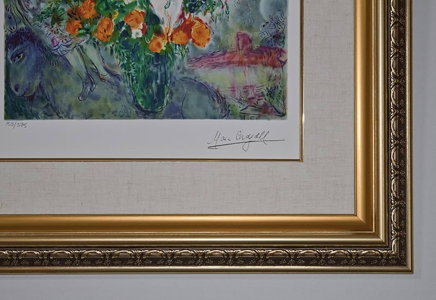 Amazon.co.jp: 絵画 マルク シャガール 天に捧げる花束 額縁付 アート