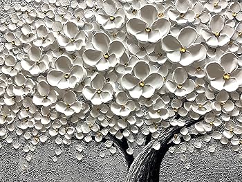 Amazon.com: Yika Art - 24x48 Inch 3D White Flower Painting