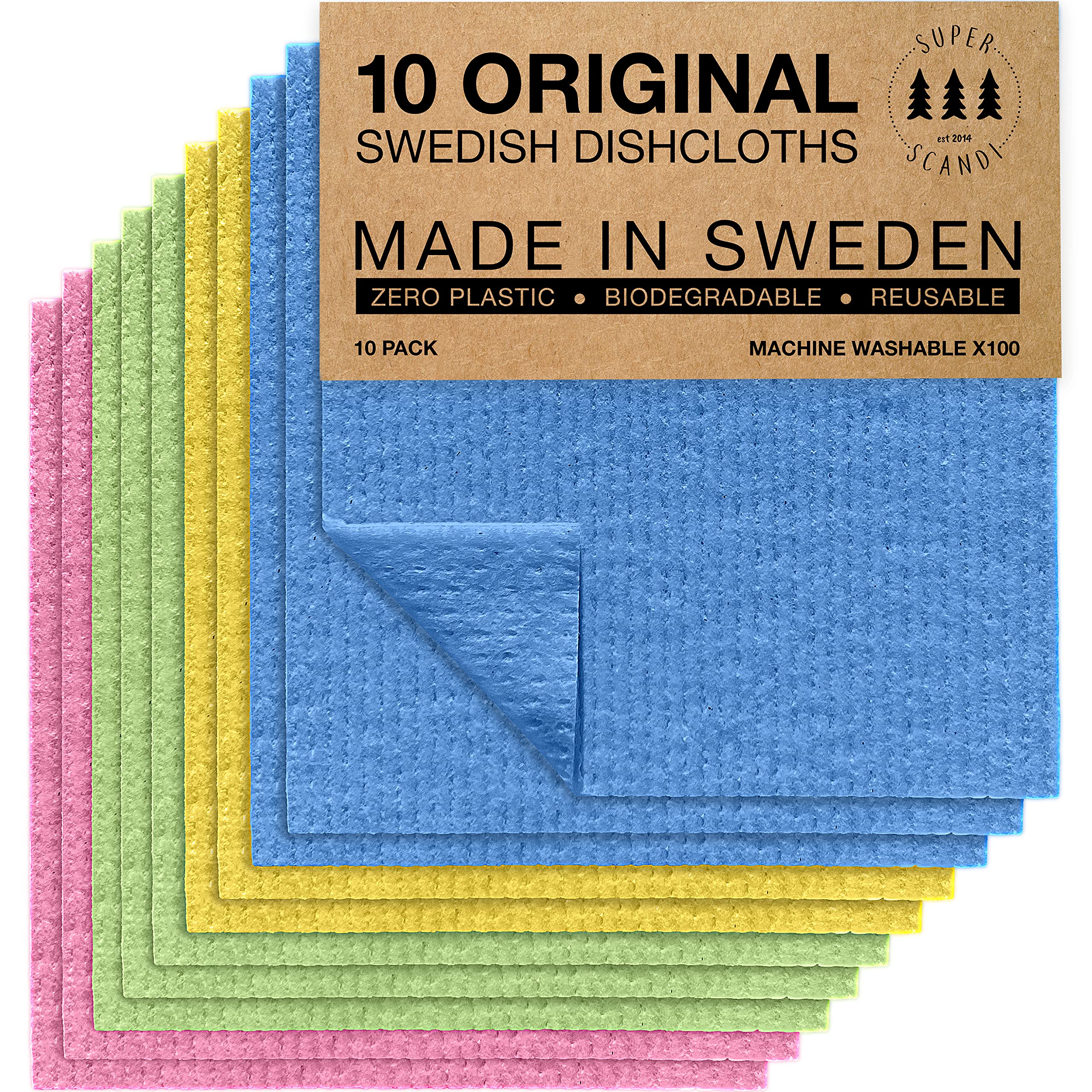 Amazon.com: SUPERSCANDI 10 Pack Reusable Cleaning Cloths - 100