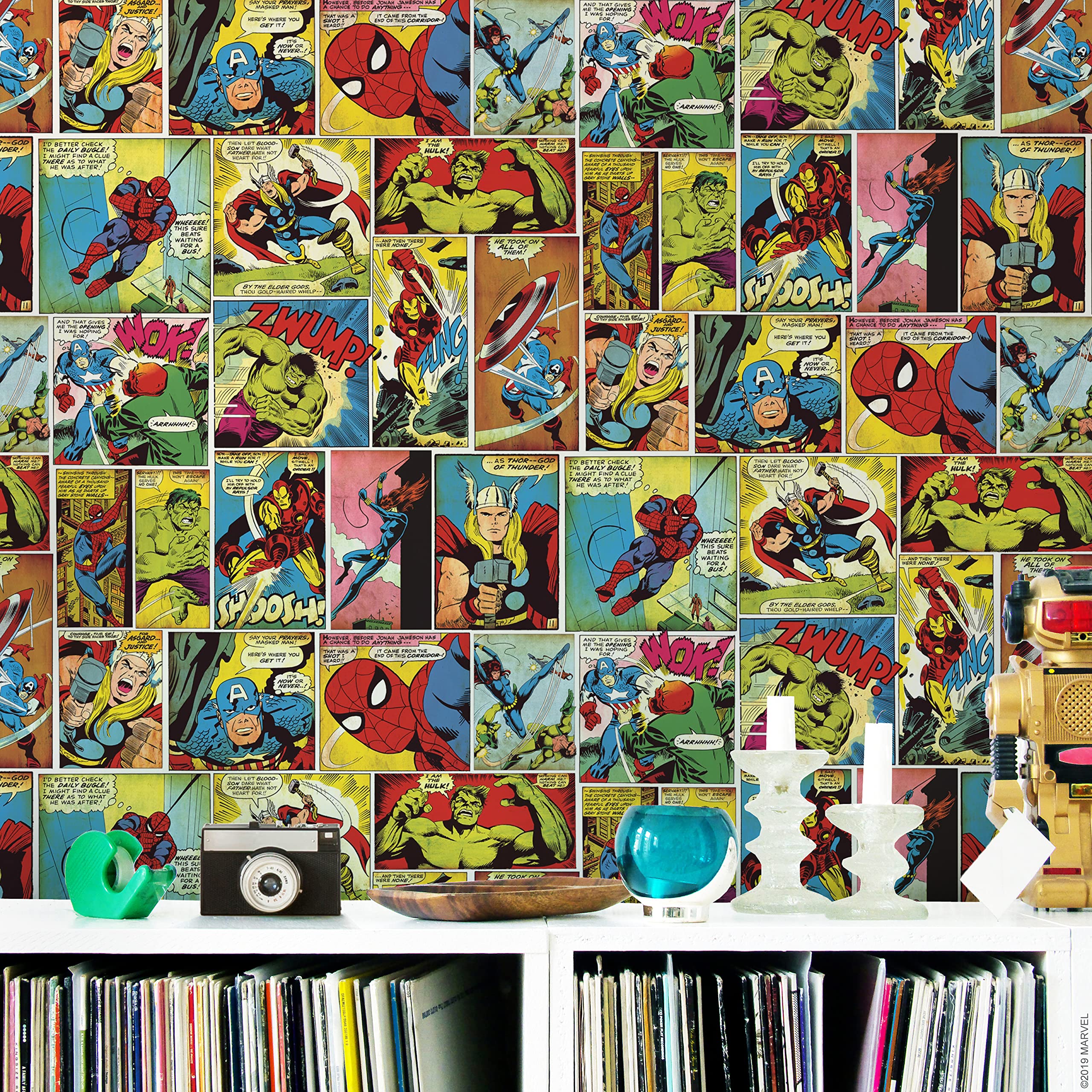 Amazon | Muriva 159501 マーベル アベンジャーズ 壁紙 マルチカラー