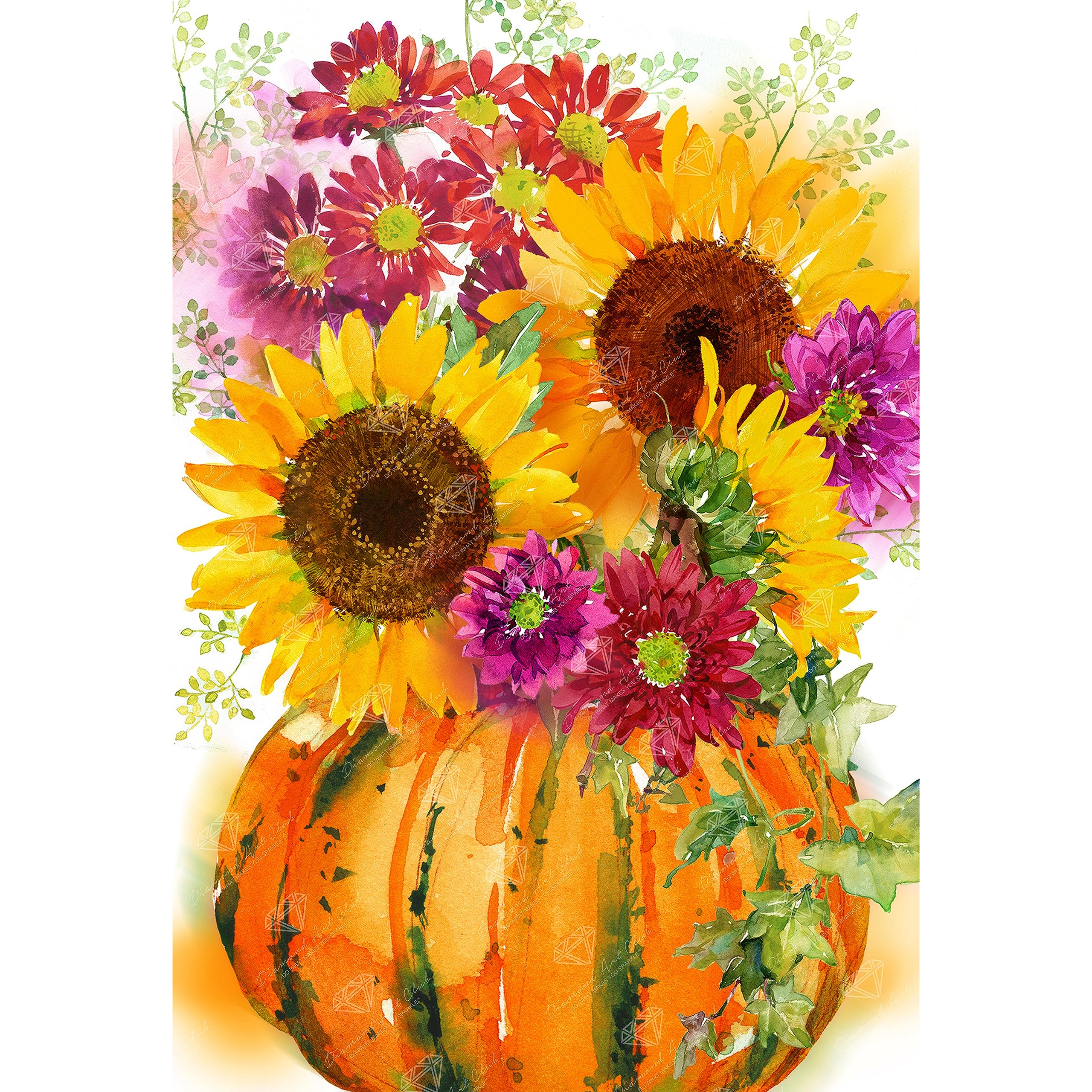 Amazon.com: DIAMOND ART CLUB Pumpkin with Sunflowers Diamond