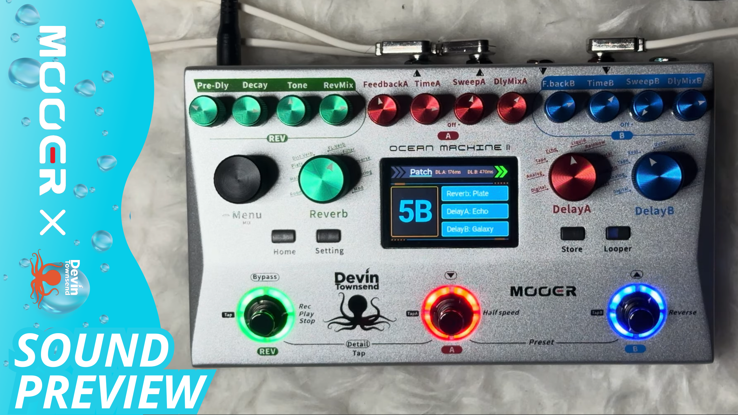 Amazon.com: MOOER Ocean Machine II Premium Dual Delay, Reverb and