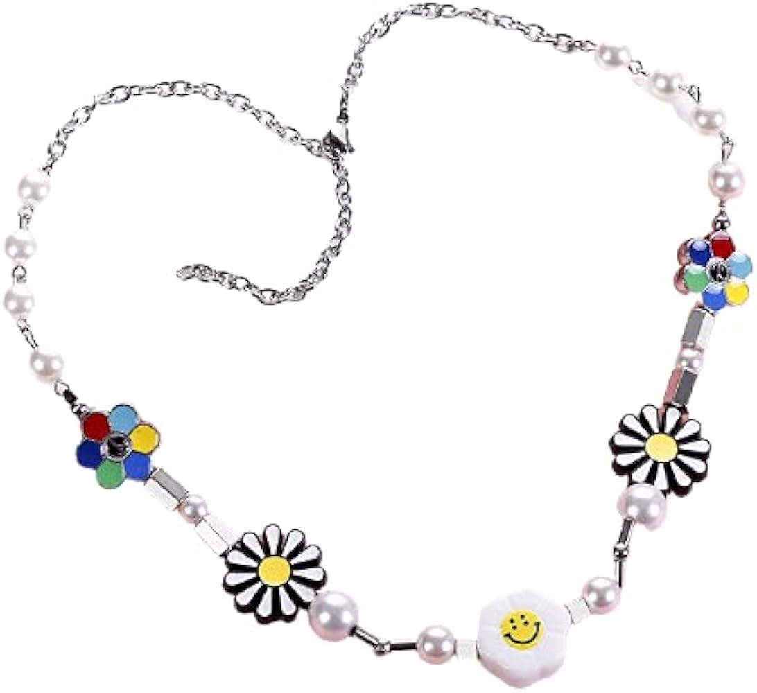 Amazon | 韓国 ネックレス ニコちゃん パール オルチャン デイジー