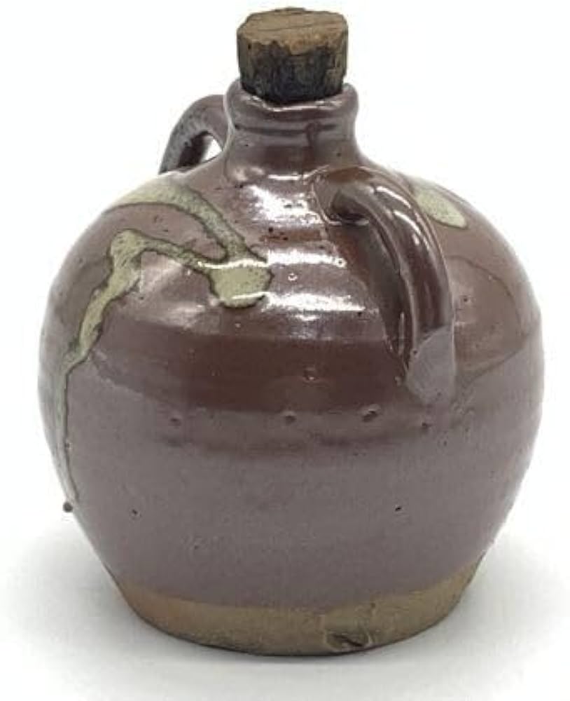 Amazon.co.jp: 徳利時代物 コルク栓付き 『鉄釉一筆双耳徳利』高さ10