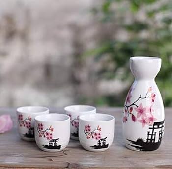 Amazon.com: ABuff Japanese Sake Set, 1 Tokkuri Bottle & 4 Ochoko
