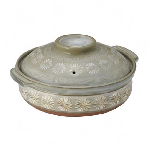 Amazon｜【正規品】 銀峯 花三島 汚れにくい 土鍋 IH対応 直火対応 8号