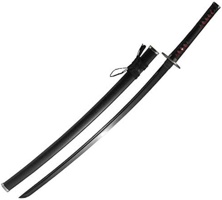 Amazon.co.jp: 模造刀 美術刀 黒斬剣 大輪鍔 大刀 黒塗り刃紋無刀身