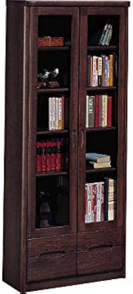 Amazon｜カリモク 書棚 本棚 HT2380 (扉付き) 幅724mm 背板付 引出付