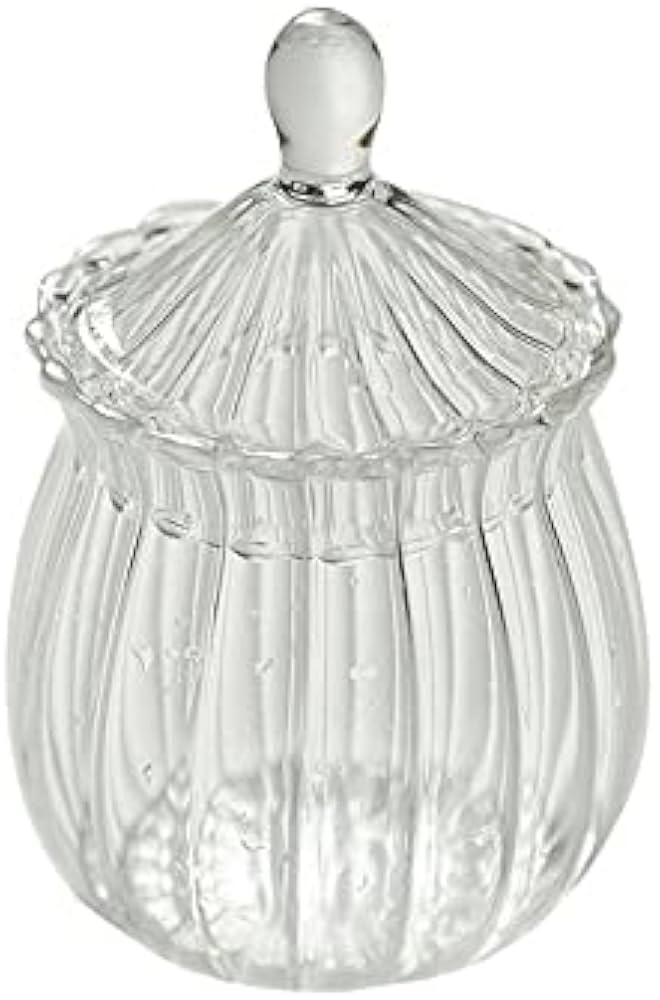 Amazon｜gannbarou ガラス製 小物入れ コットンポット シュガーポット