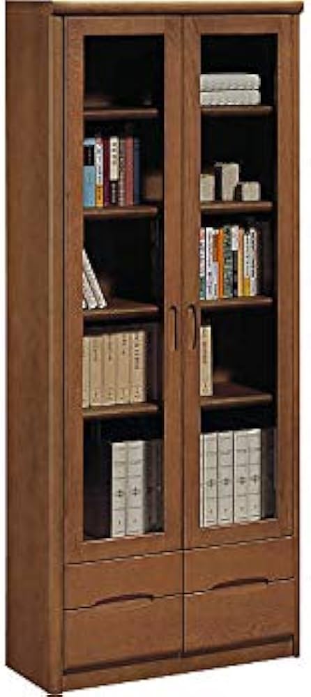 Amazon｜カリモク 書棚 本棚 HT2380 (扉付き) 幅724mm 背板付 引出付