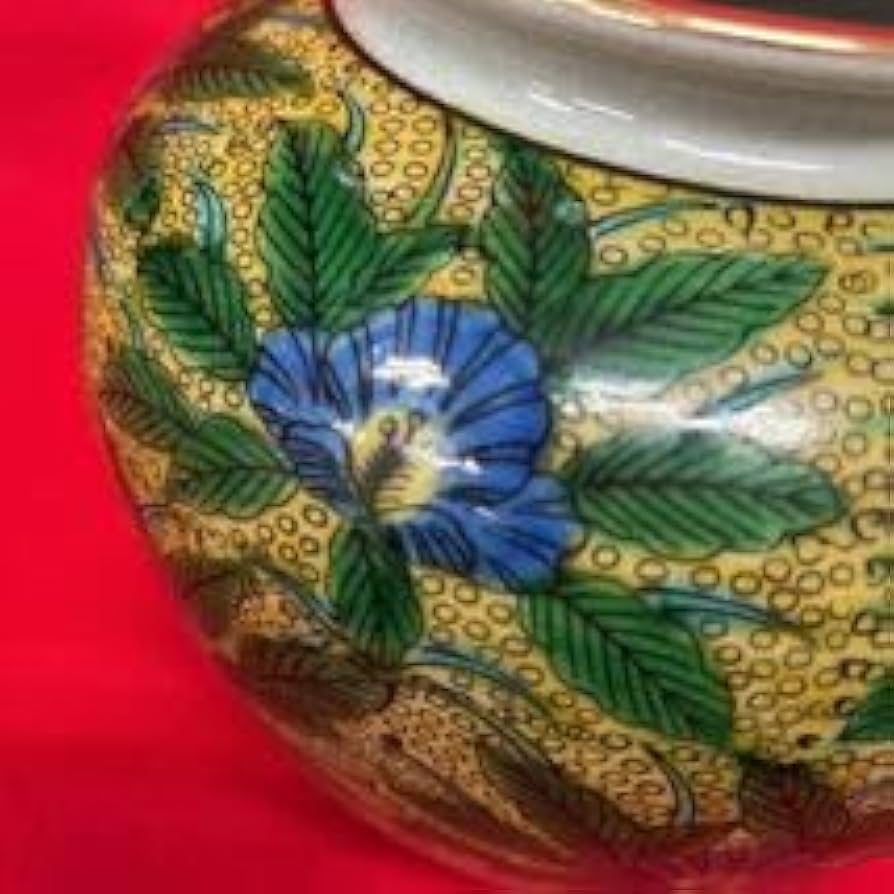 Amazon.co.jp: 伝統工芸品九谷焼 角福印 花瓶 色花 直径20cm 高さ18cm