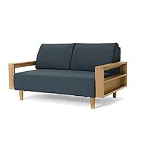 Amazon｜布張り ソファ 3人掛け 3P ニコール 木肘 棚付き カバーリング