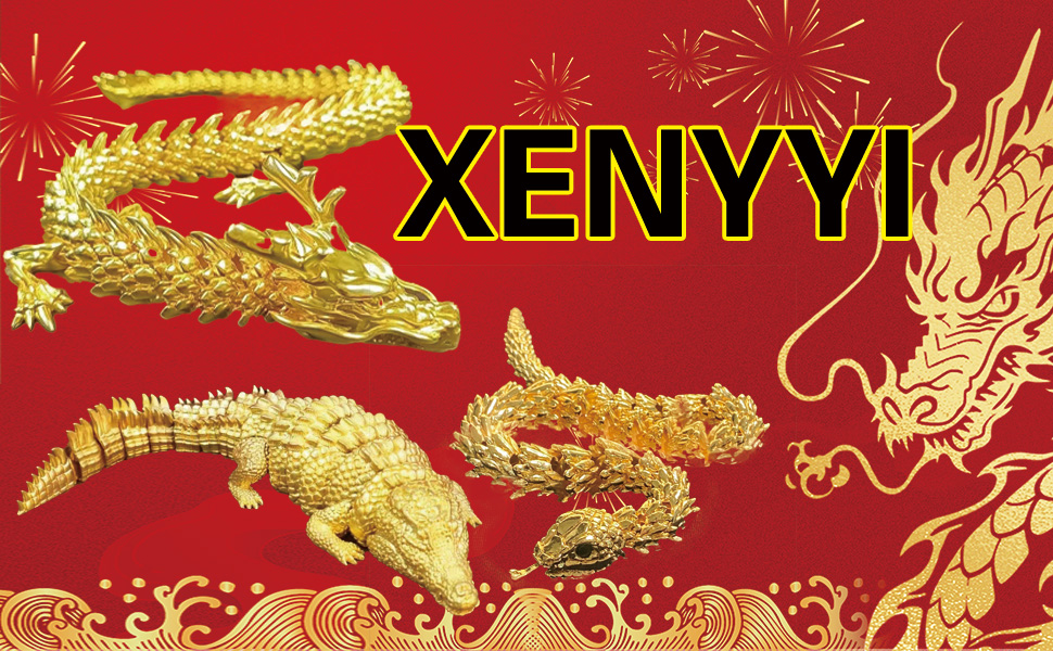 Amazon.com: XENYYI 2024 Gold Dragon with Movable Joints, 3D