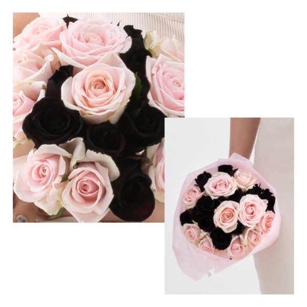 バラの花束専門店マミーローズ / 黒バラとピンクバラのフレンチ