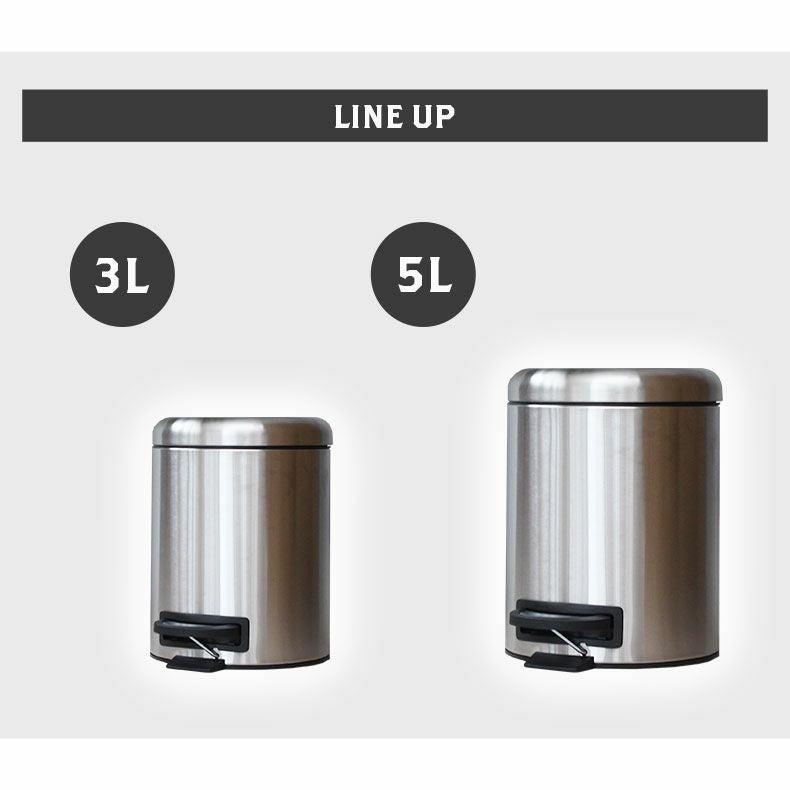 3L ゴミ箱 ステンレス ペダル付き フタ付き トイレ キッチン デスク ステン