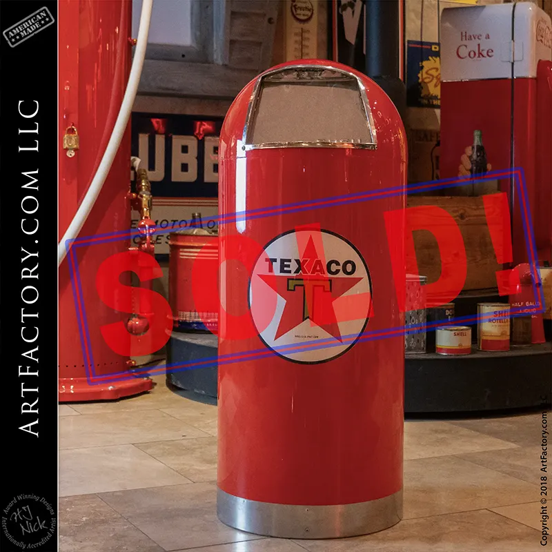 Vintage Texaco Trash Can: 1950's Era Collectible Gas Station
