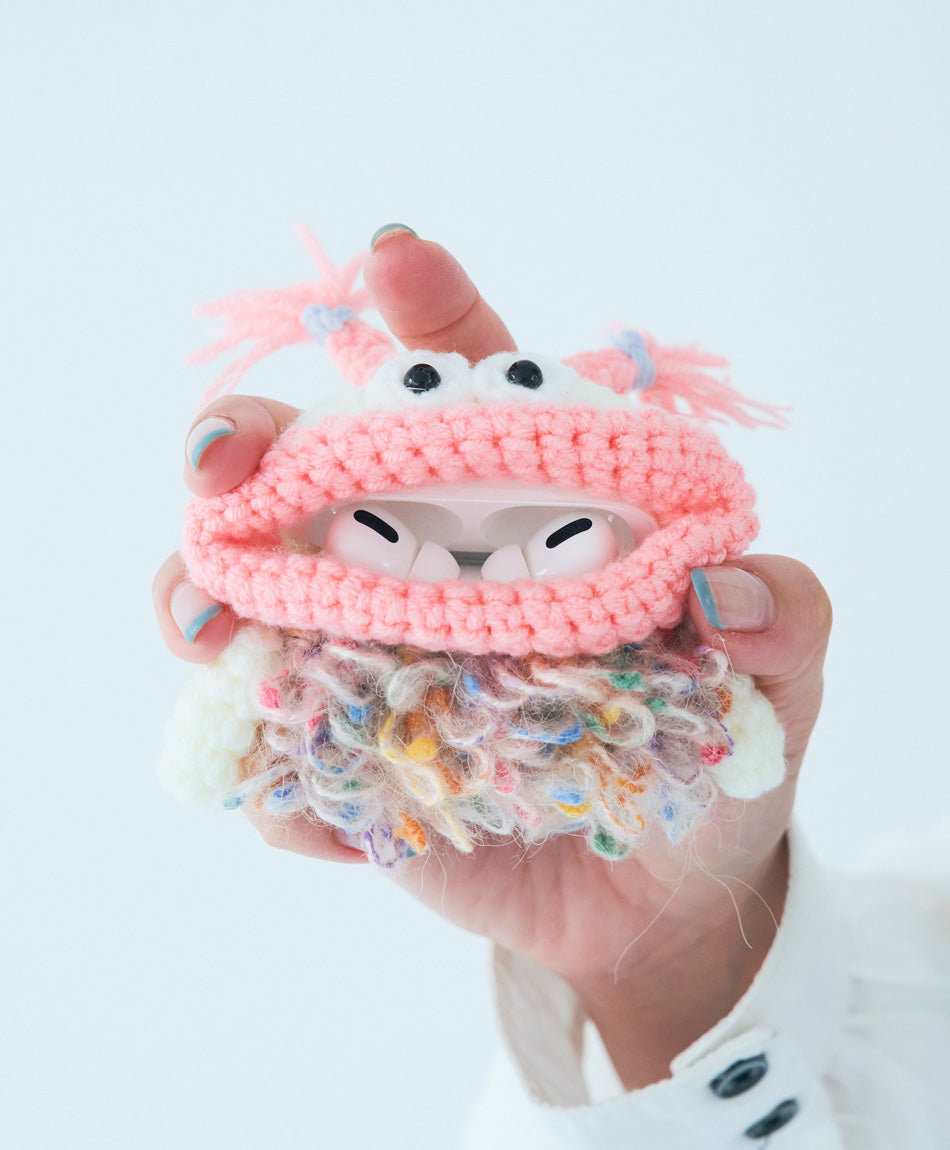 毛糸のエアポッズプロケース もじゃピンク (AirPods Pro第1/2世代