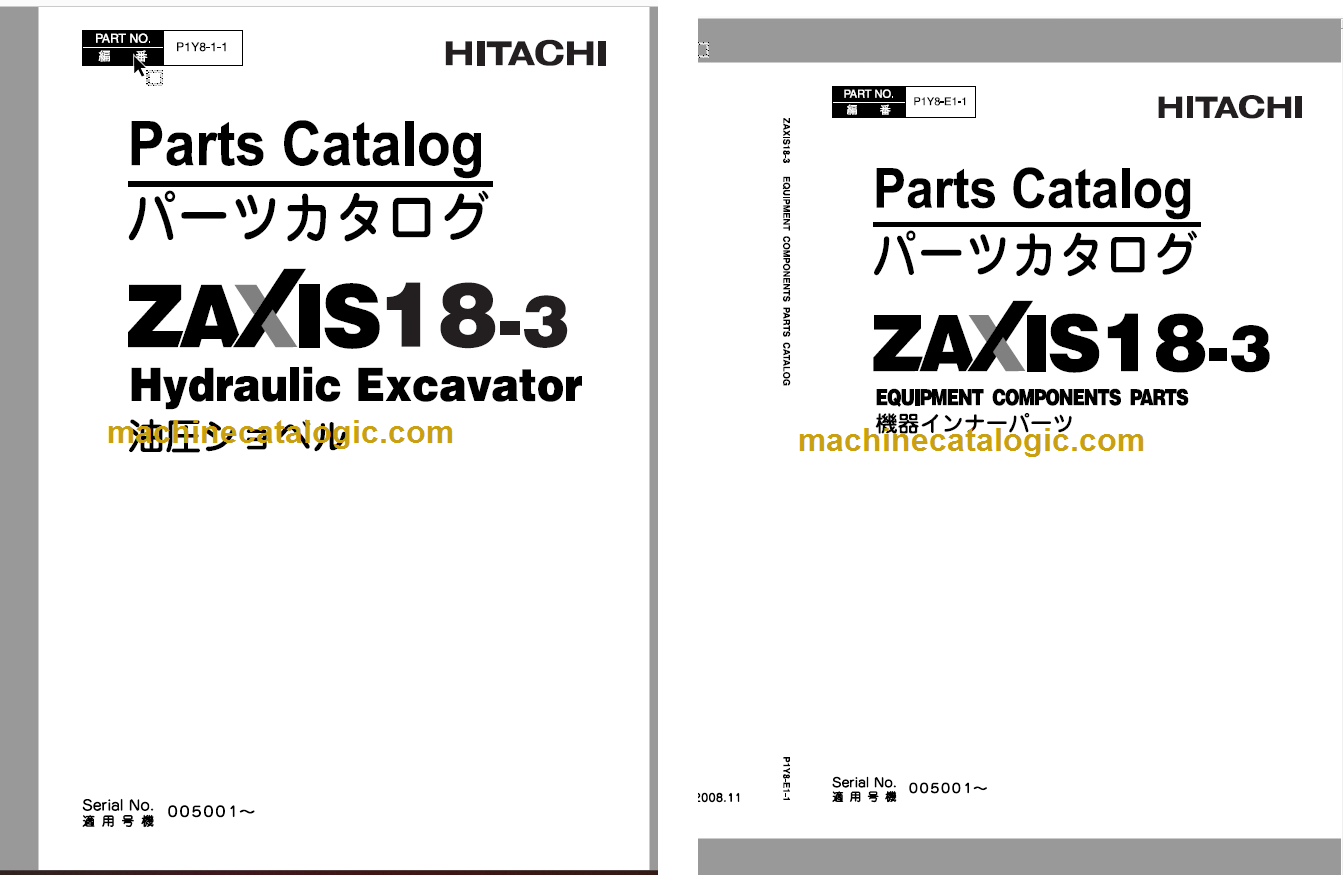 Hitachi ZX18-3 Hydraulic Excavator Parts Catalog & Equipment