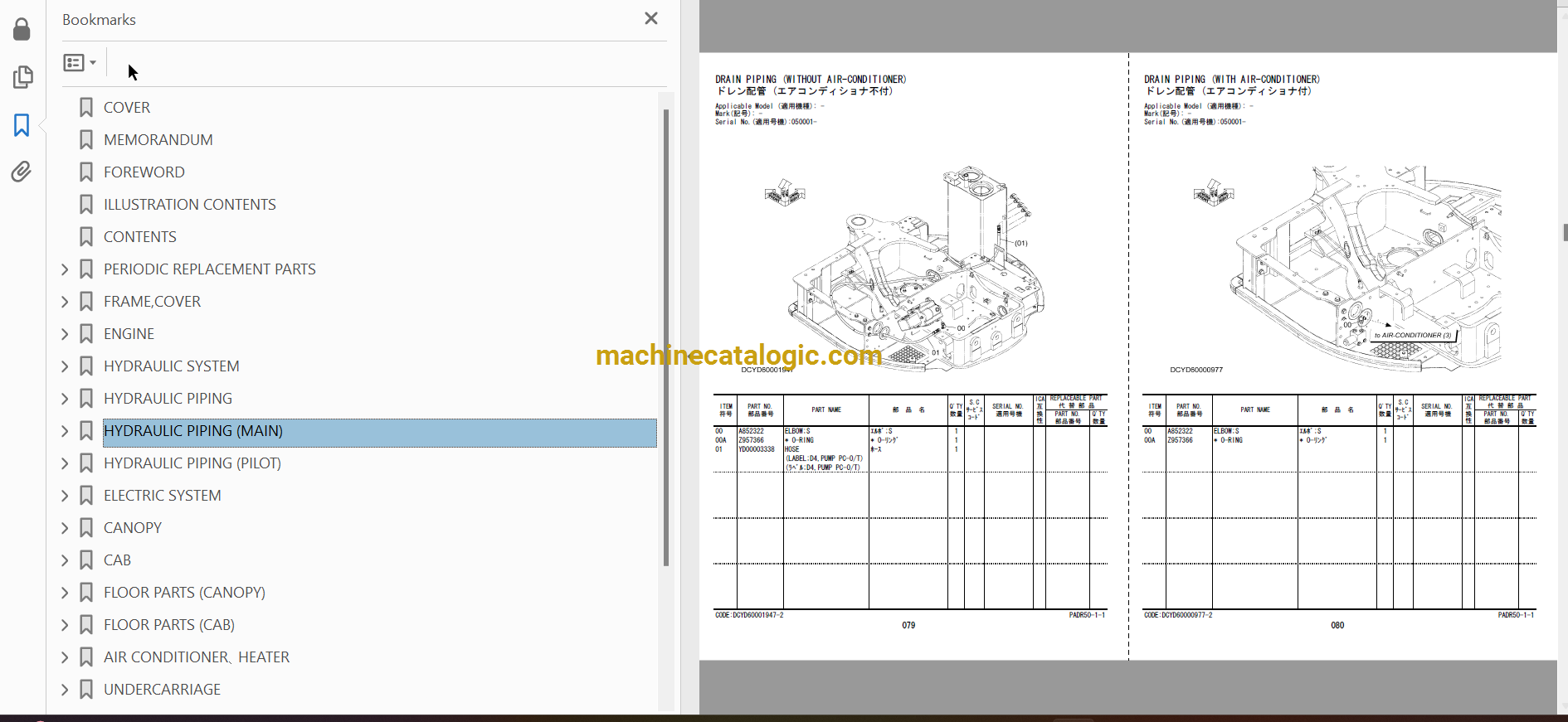 Hitachi ZX33U-6 Hydraulic Excavator Parts Catalog & Engine Parts