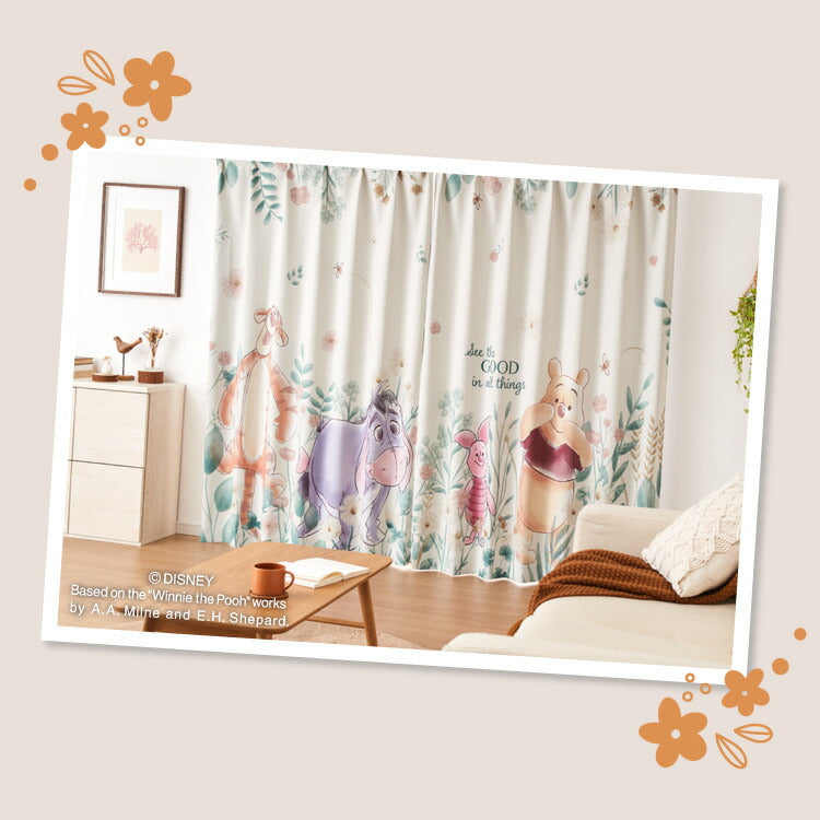 Disney】プーさん絵羽遮光カーテン 2枚組 100×178cm ドレープカーテン