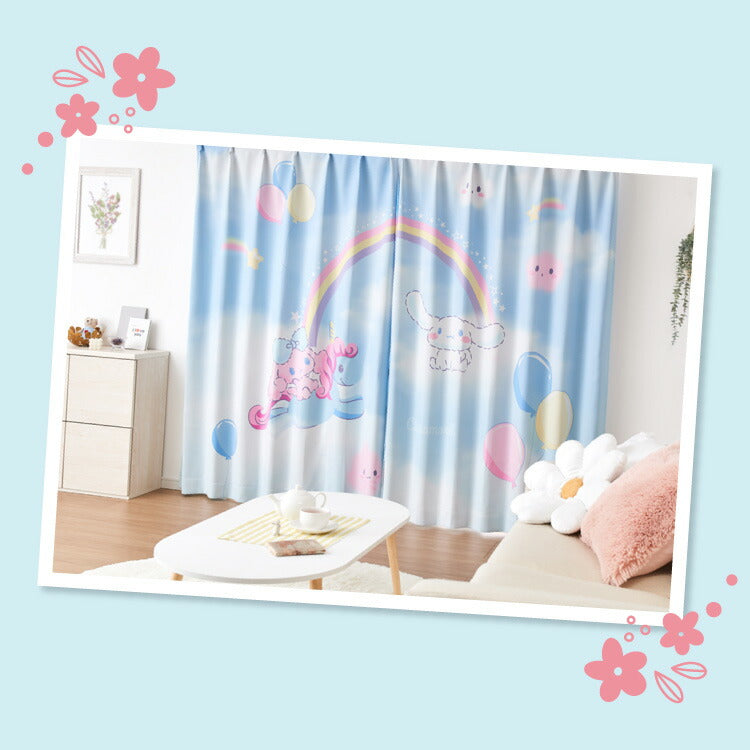 サンリオ】シナモン絵羽遮光カーテン 2枚組 100×200cm ドレープ