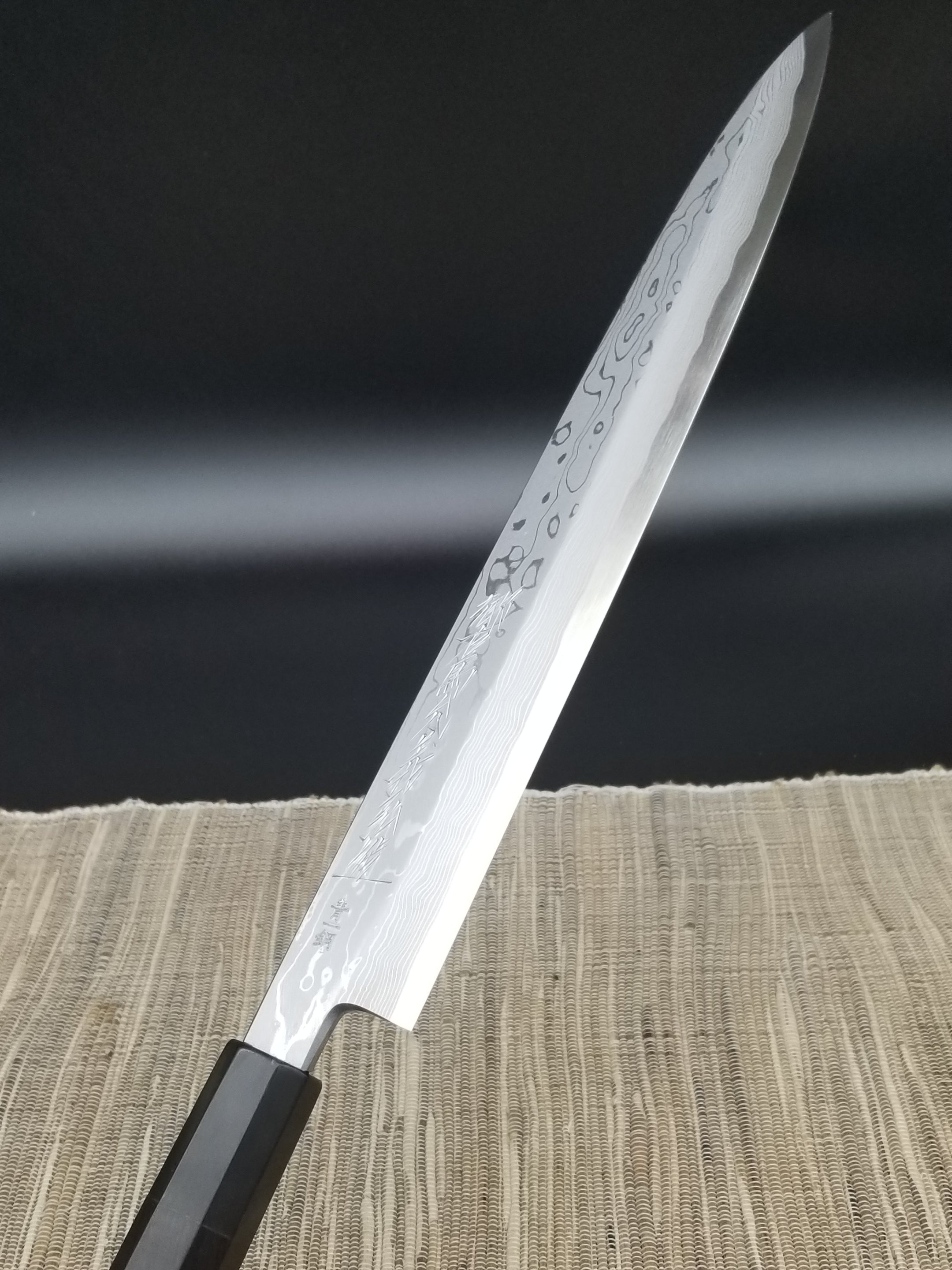 Suminagashi finishing yanagi blade｜郷右馬允義弘 青一墨流し 柳刃包丁