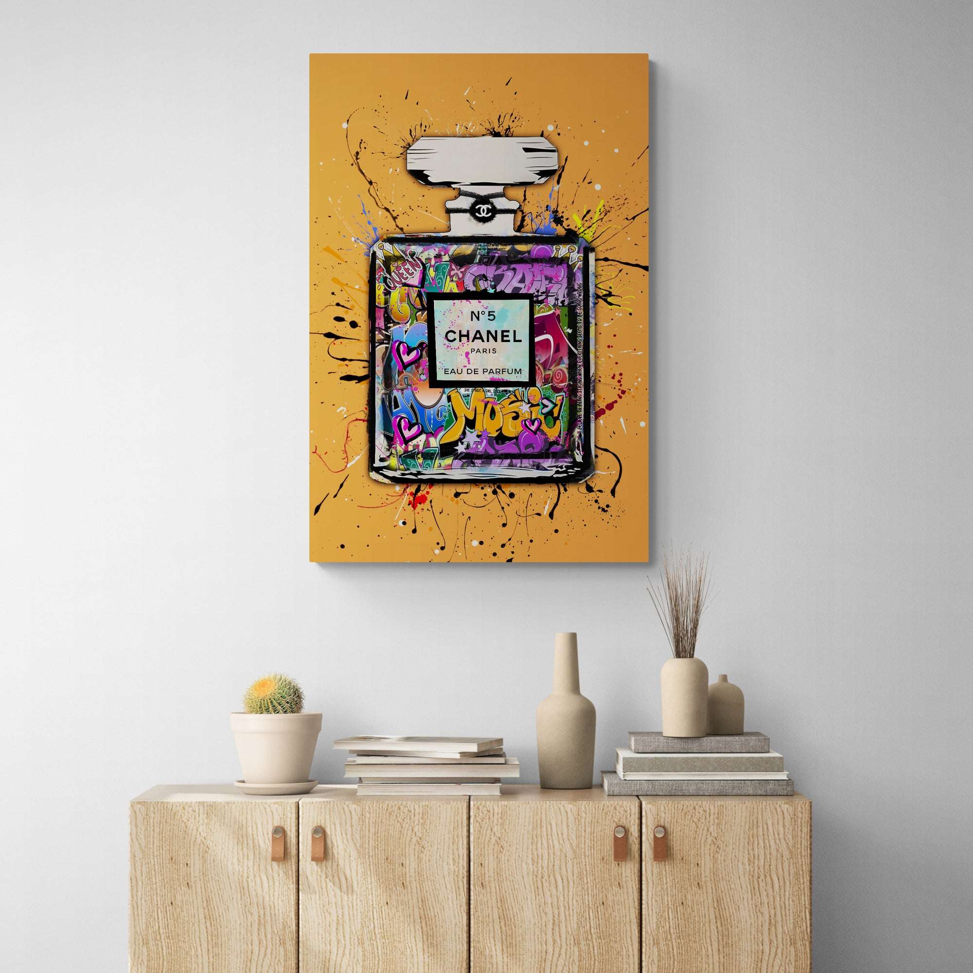 Graffiti Chanel No 5 - Orange - Magna Canvas