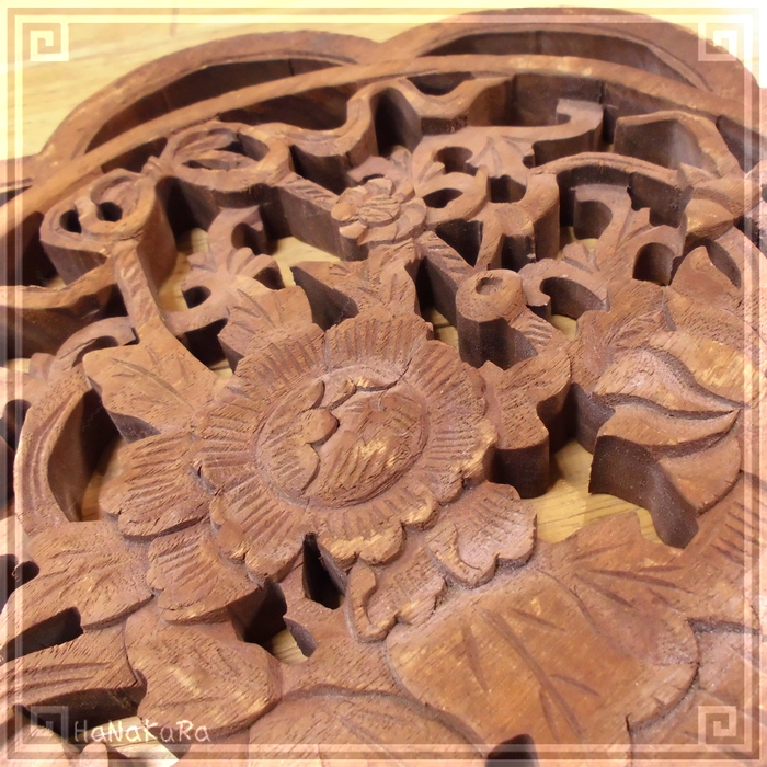 楠木 クスノキ 木彫り 彫刻板 L16 花枠花籠A 手彫り 現品お届け
