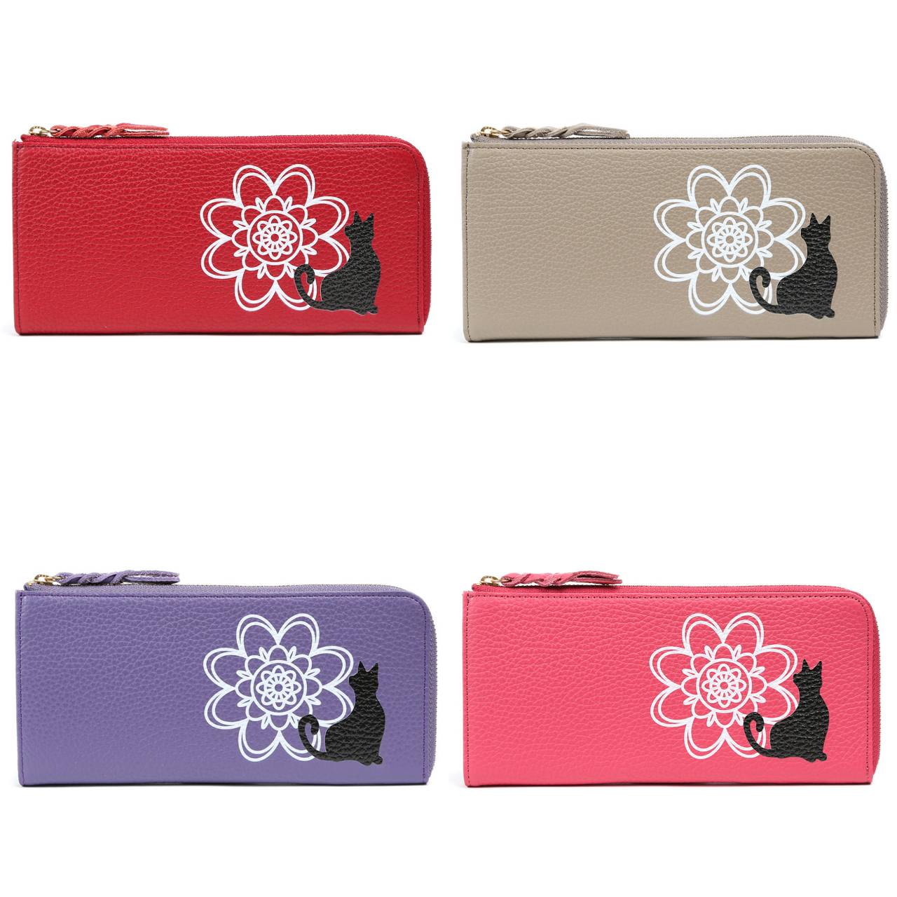 L字長財布 猫と花レディースバッグ 大人かわいい&かっこいい 人気の