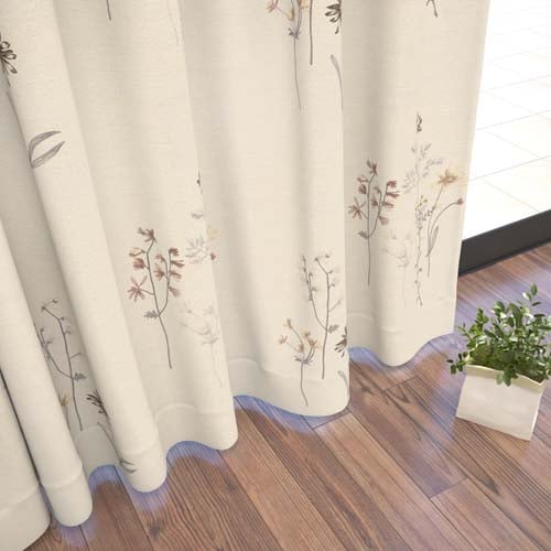 オーダー】遮光3級裏地付 ナチュラル 花柄の形状記憶付 CJ34447