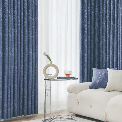 オーダー】遮光2級 エレガンス 花柄の形状記憶付 SE27004(ネイビー