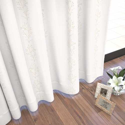 オーダー】エレガンス 枝柄を金糸で刺繍した上品なカーテン形状記憶付