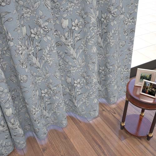 オーダー】遮光3級裏地付 クラシック エッチング風の柄をジャガード織