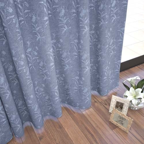 オーダー】遮光2級 エレガンス 花柄の形状記憶付 SE27004(ネイビー