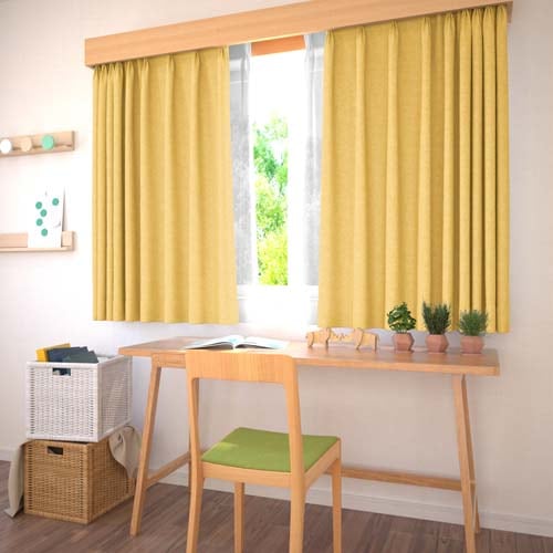 既製】カジュアル 無地の形状記憶付 ポリーヌ(イエロー) | ドレープ