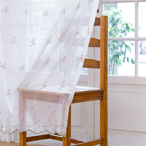 オーダー】裾エバ柄のレース KZ13257(ピンク) | レースカーテン