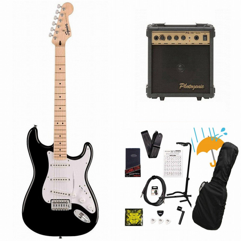 Squier by Fender / Sonic Stratocaster Maple FB WH PG Black PG-10