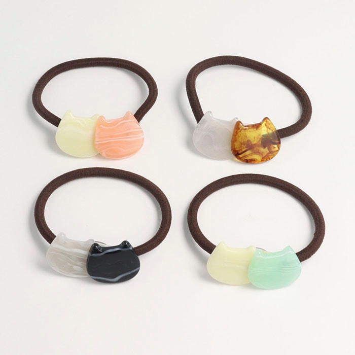 ヘアゴム ネコ 猫 アセチ アクリル【4color】 | ヘアアクセサリー